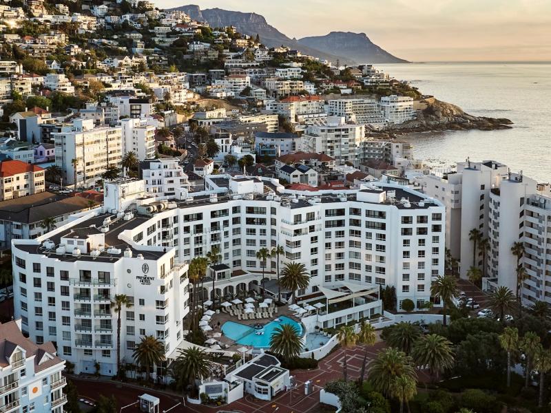 Aerial Exterior View with City and Ocean in the Background