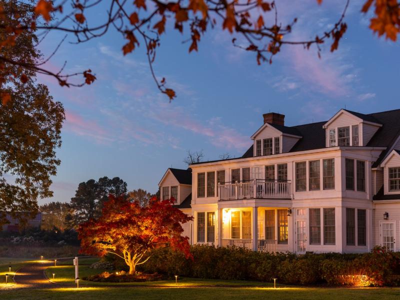Inn at Perry Cabin Exterior during Fall Night