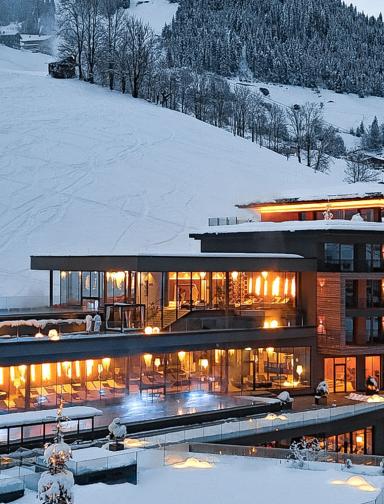 Exterior Winter Aerial View | Das Edelweiss Salzburg Mountain Resort