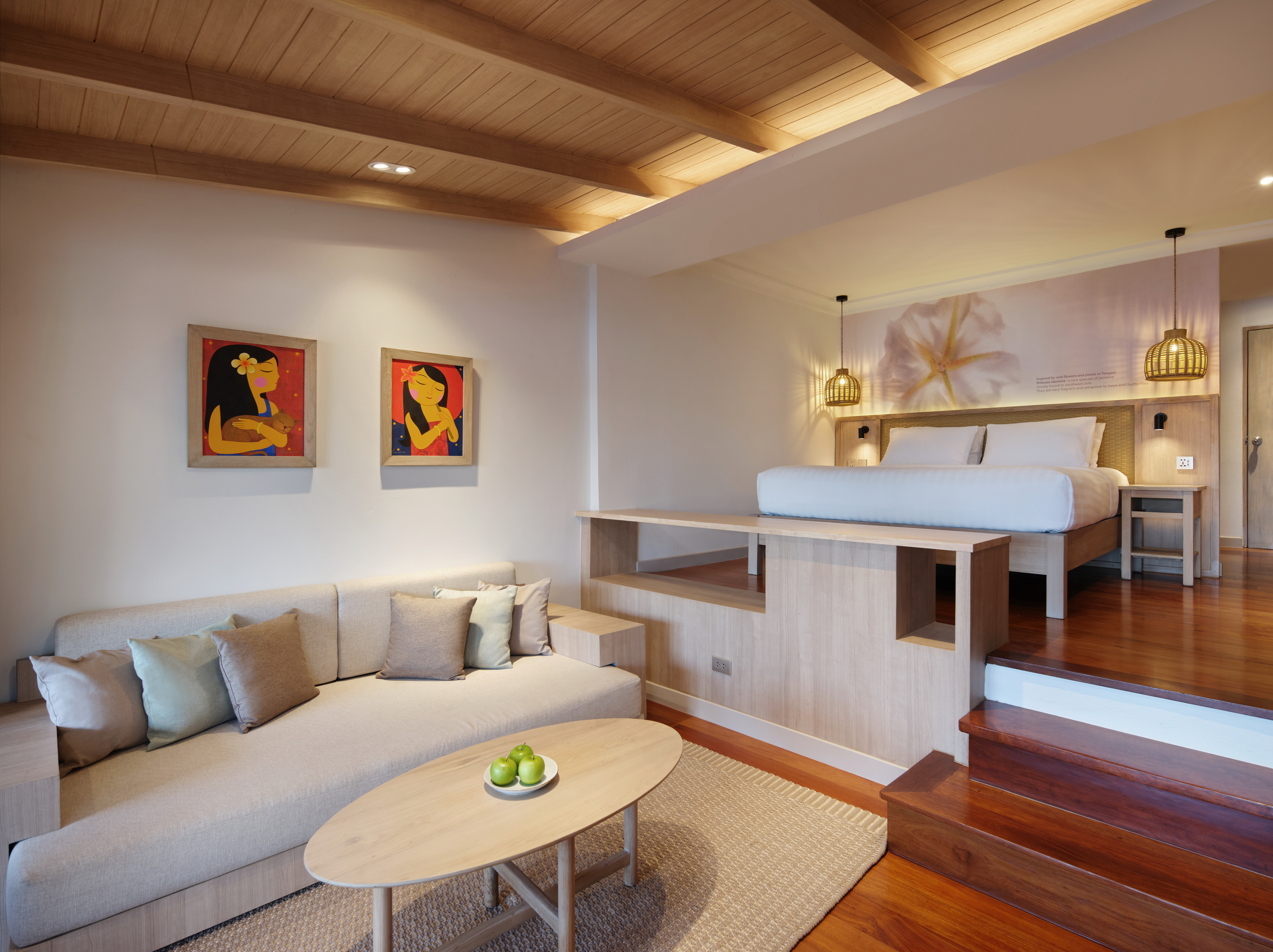 Garra Tongsai Bay Samui Sea View Hillside Suite Bedroom and Livingroom