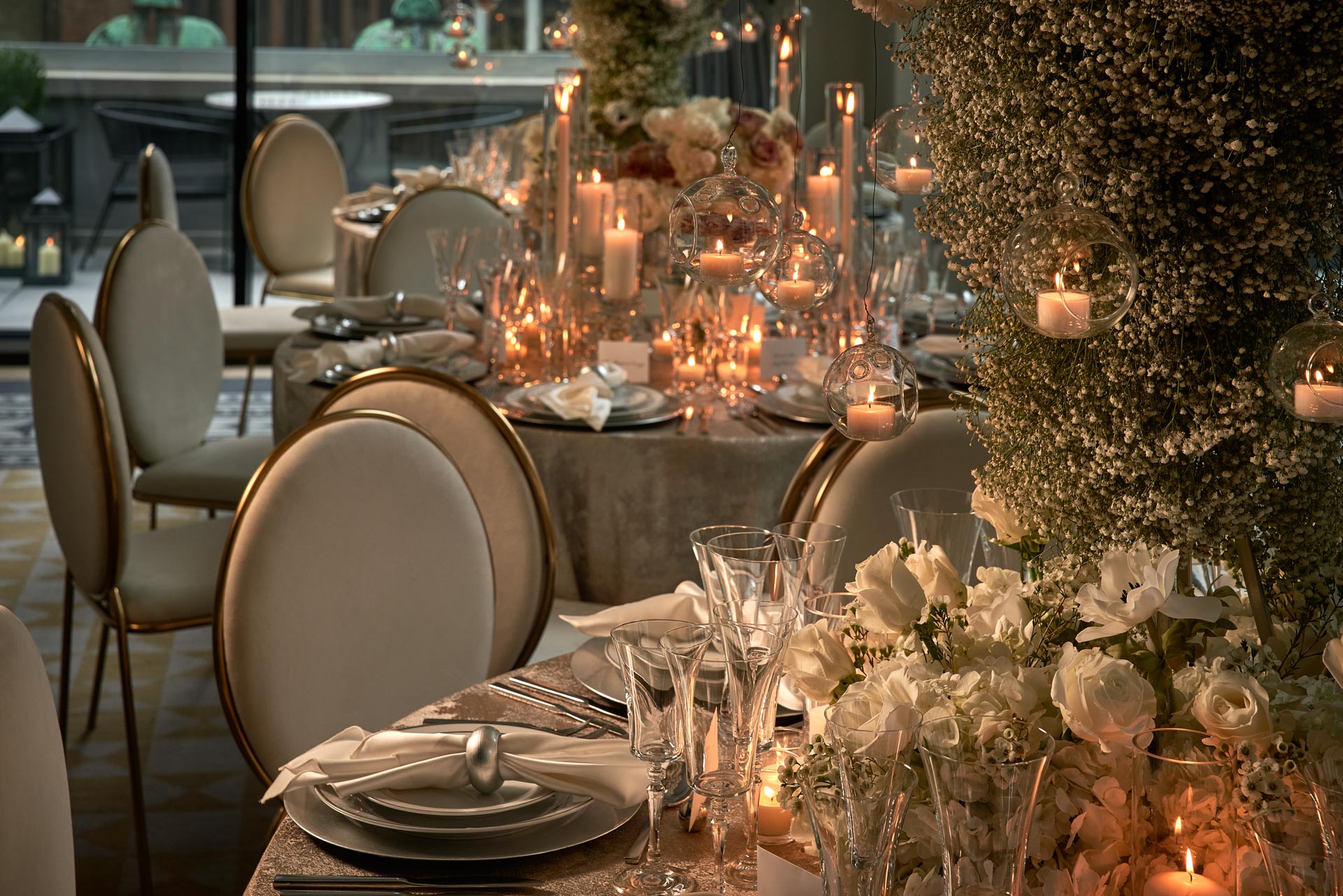 Gerdau Ballroom Wedding Table at Night