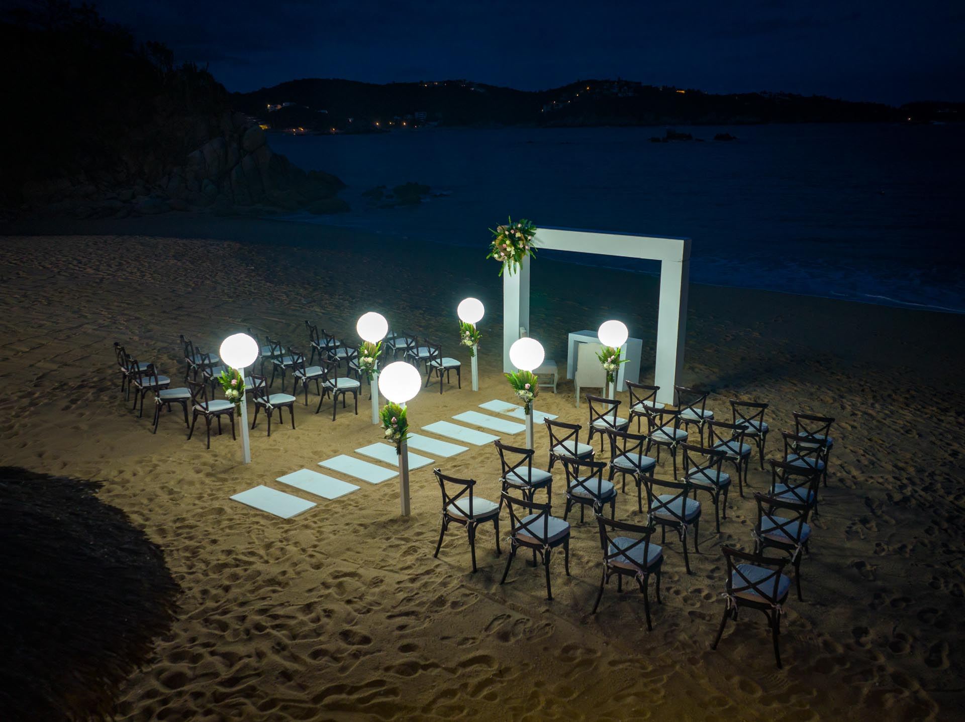 Event on the Beach at night