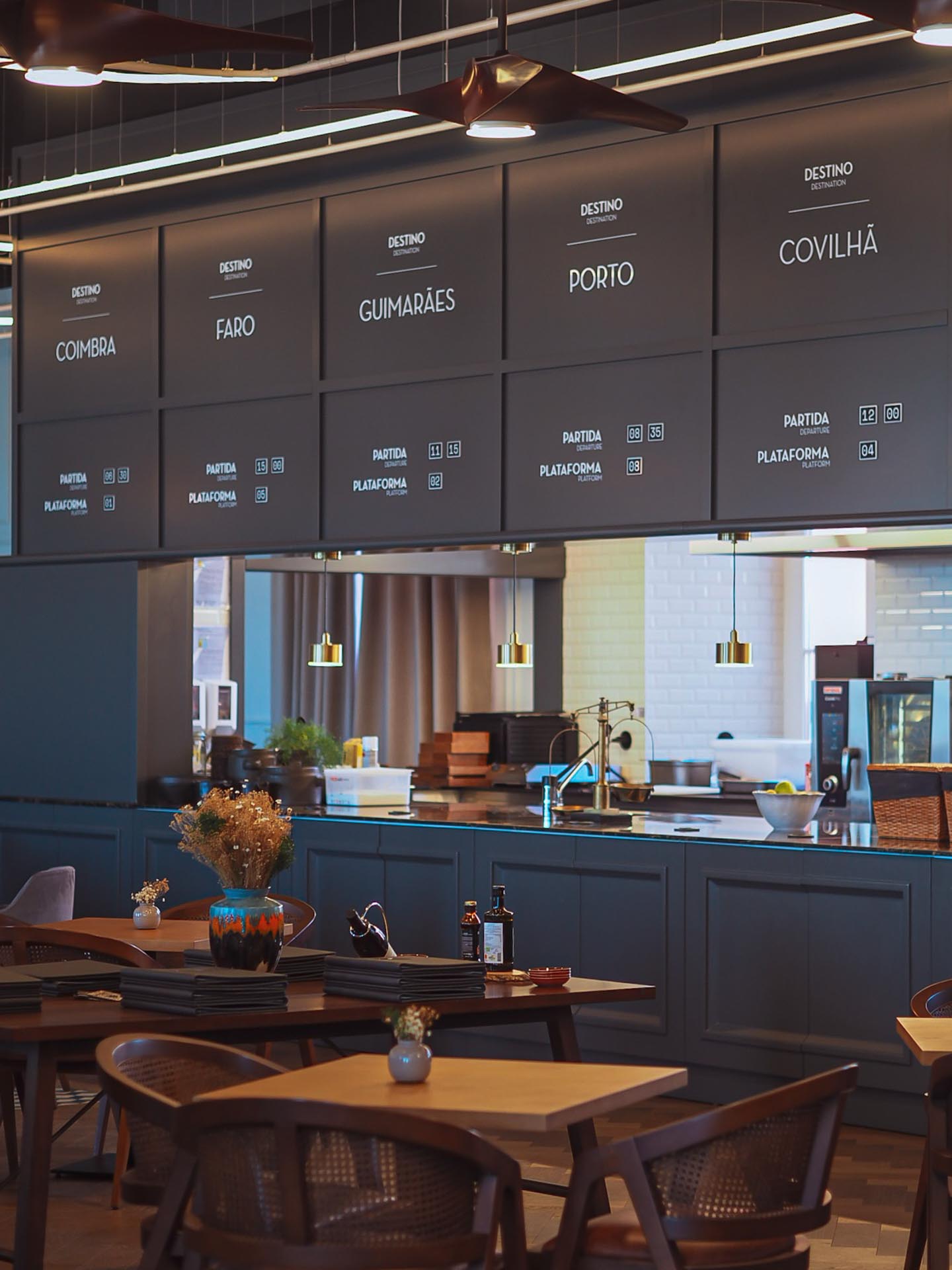 Open Kitchen Dining inspired by train stations