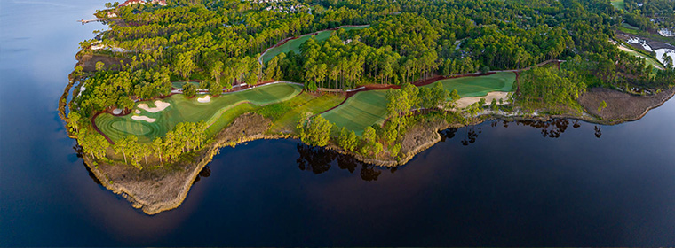 Aerial view of the golf course at Camp Creek℠ Inn