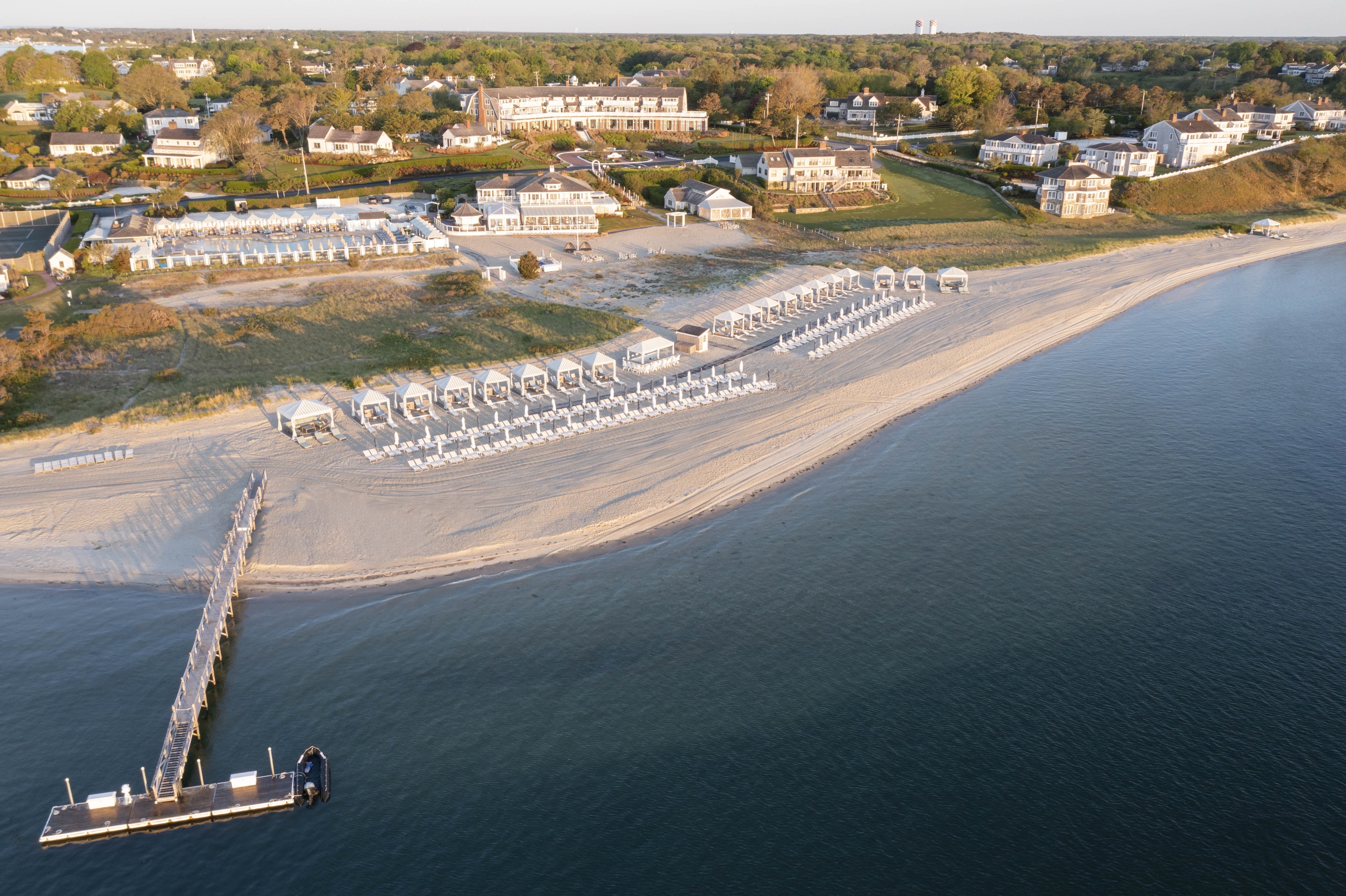 Aerial of Inn with Beach and Bluff