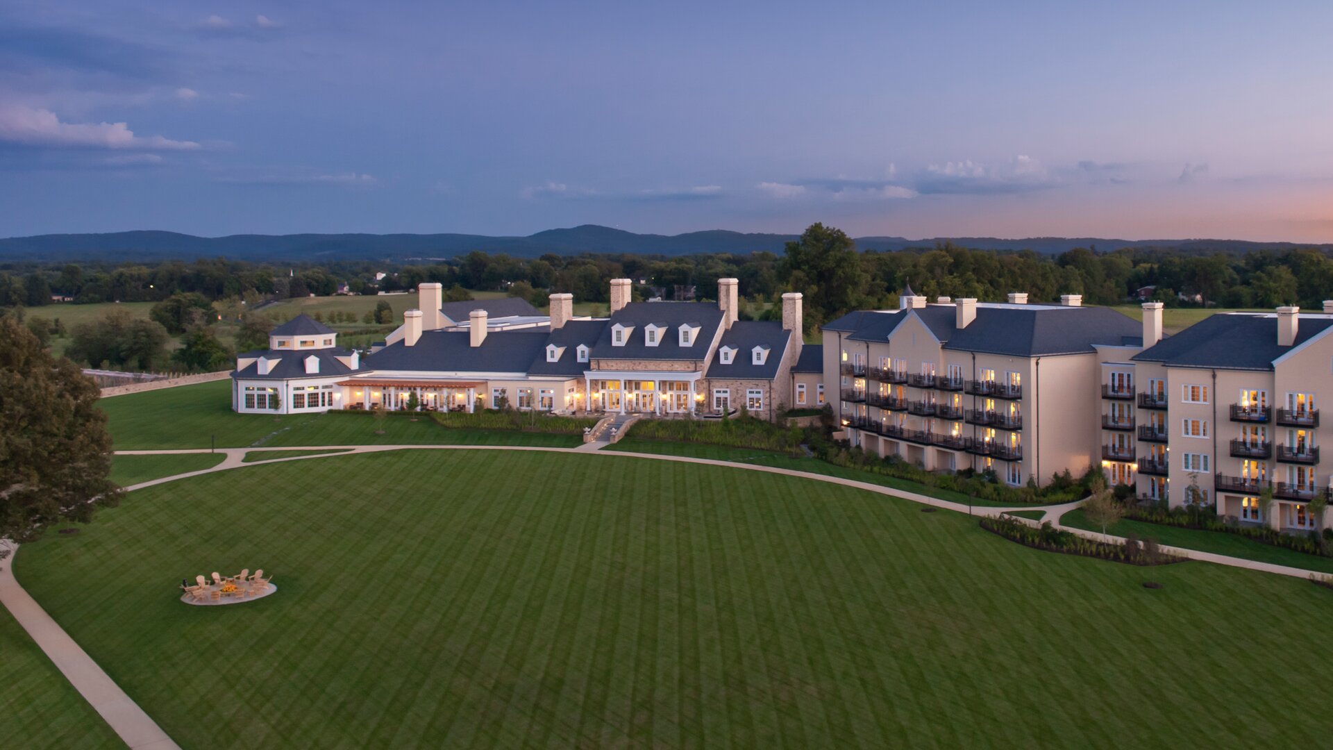 Exterior and Grandlawn Evening Shot