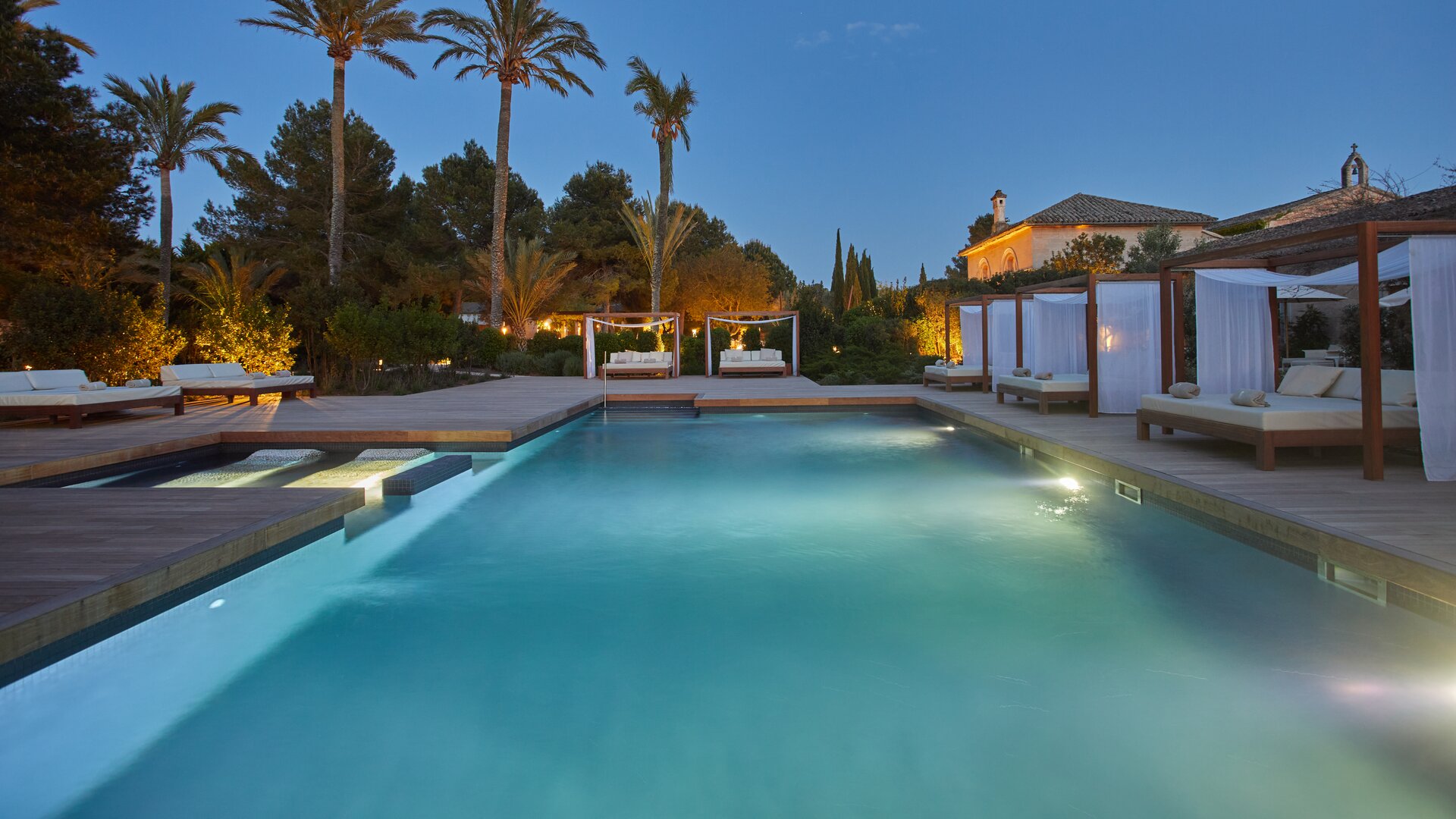 Spa Outdoor Pool Evening Shot