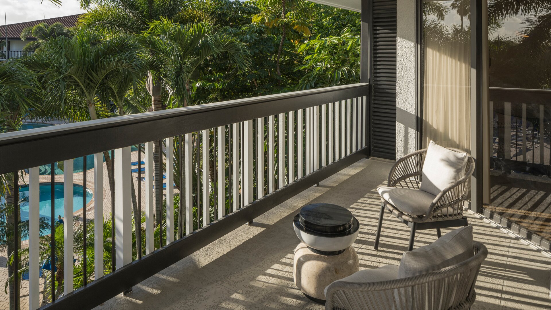 Guest Room Balcony View of Pool