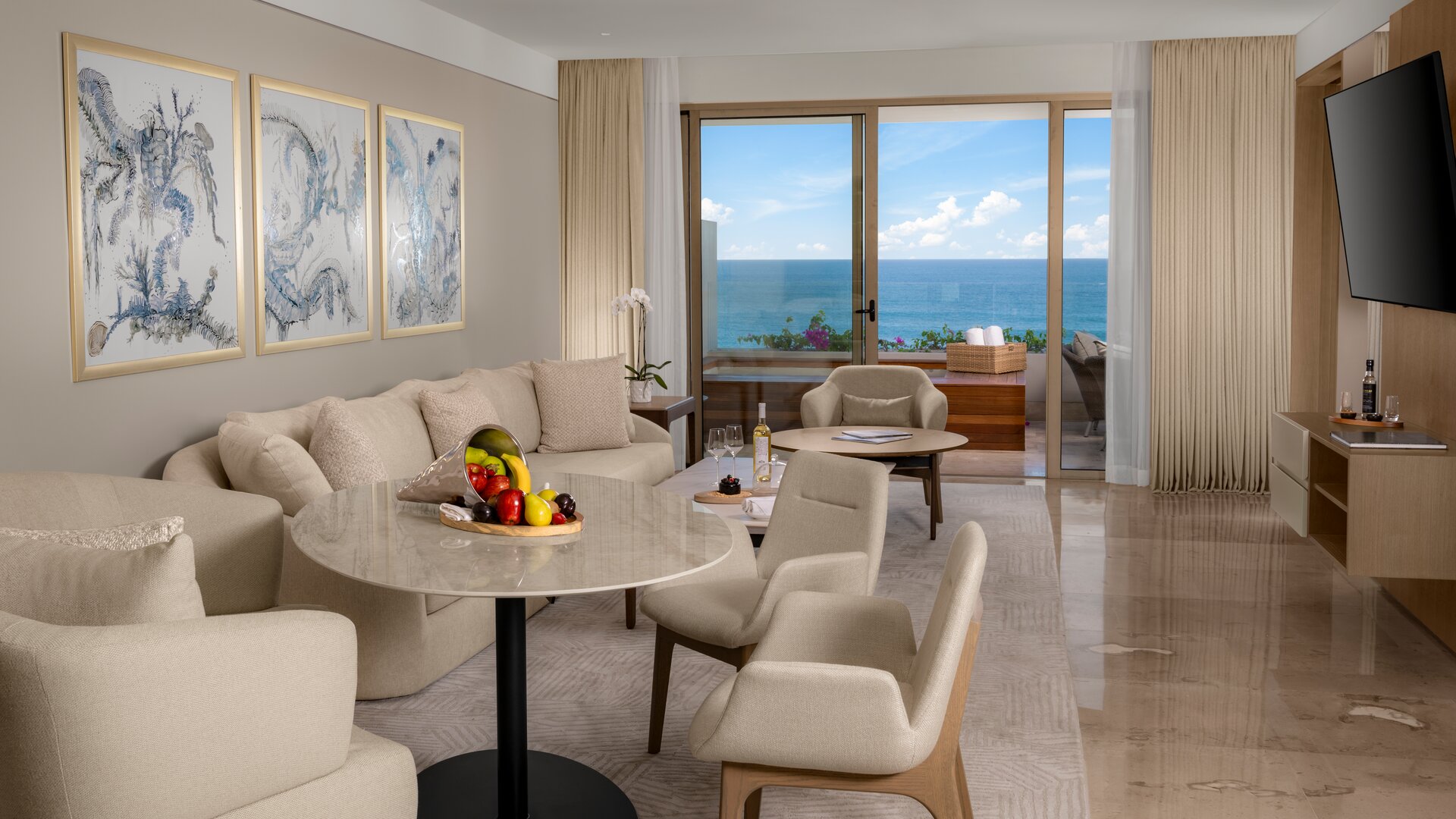 Grand Class King Suite Living Area with View to Private Terrace