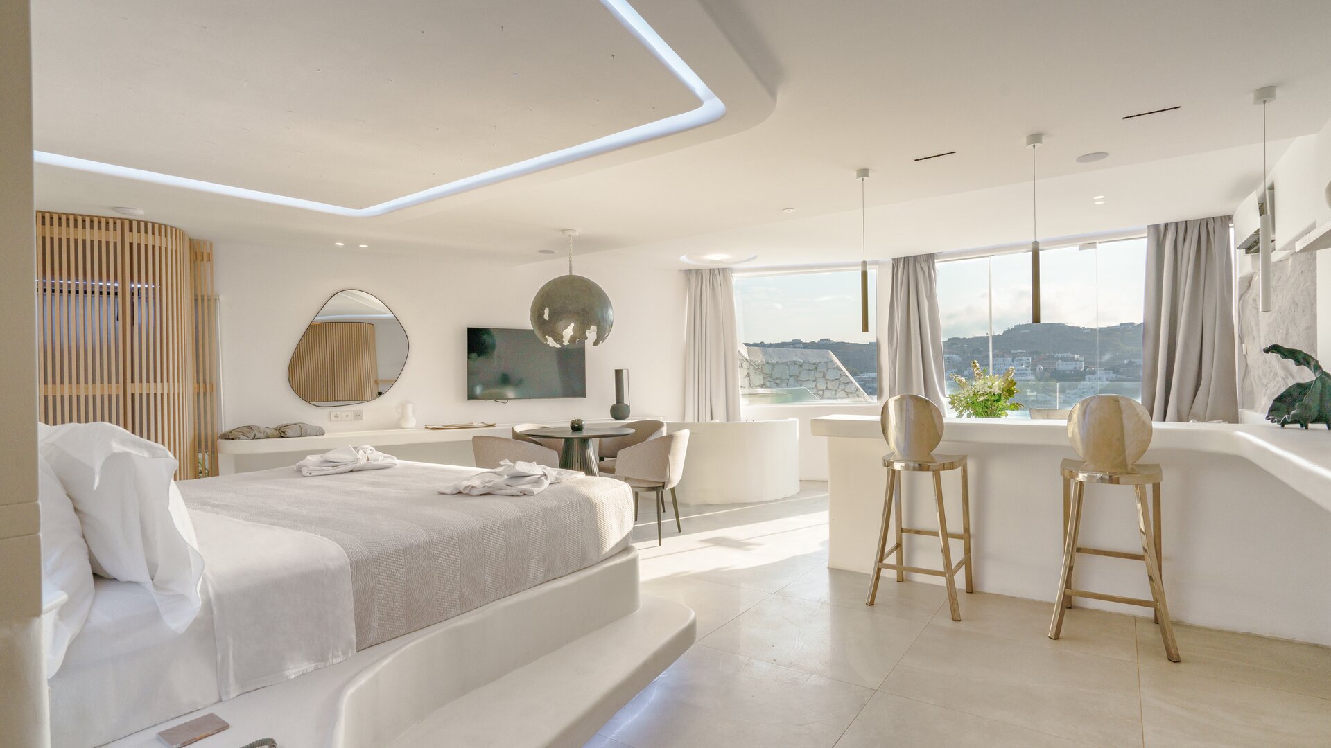 Mykonos Honeymoon Luxury Suite with Hot Tub View