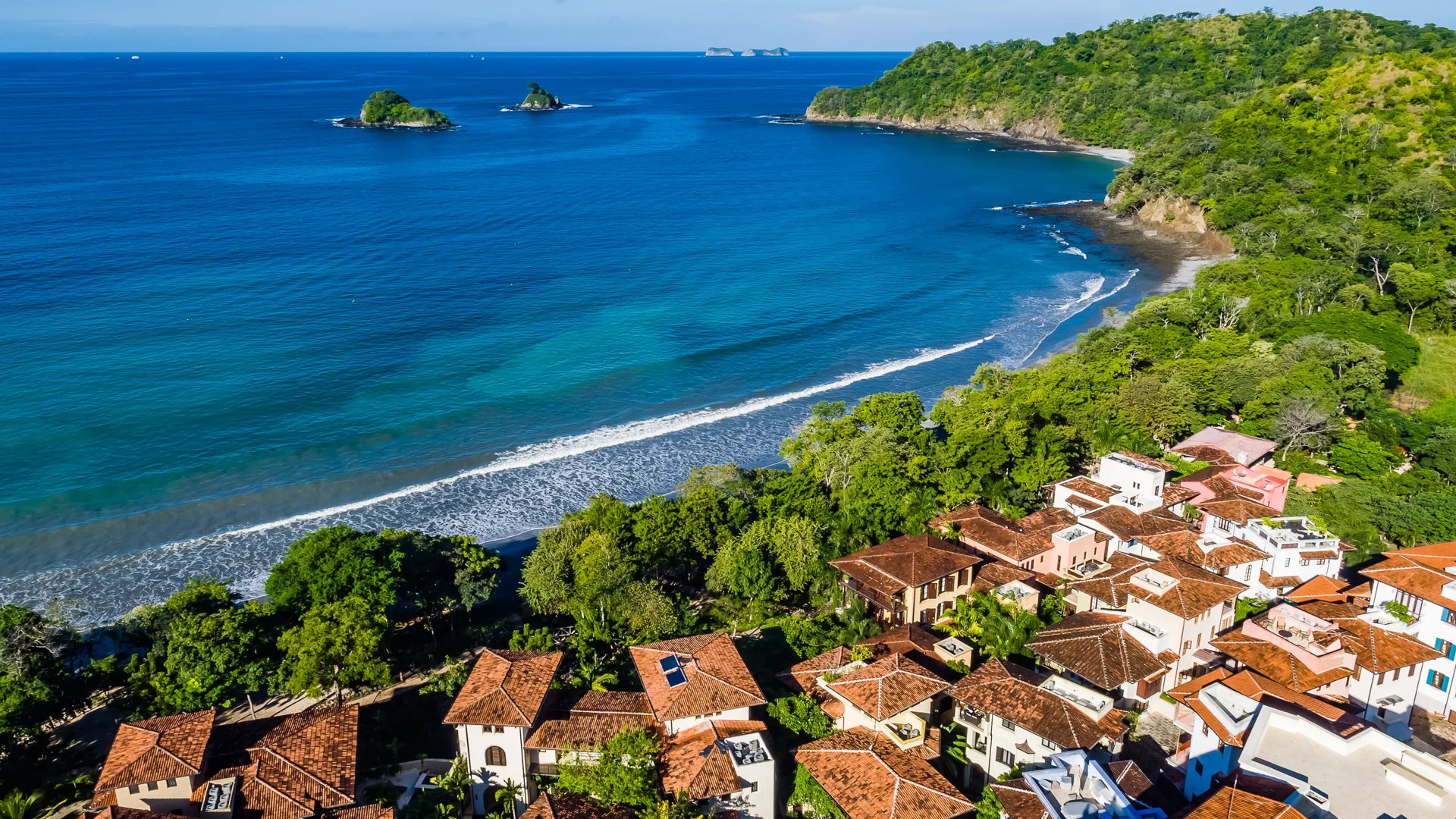 Aerial View of Beach and Las Catalinas Town