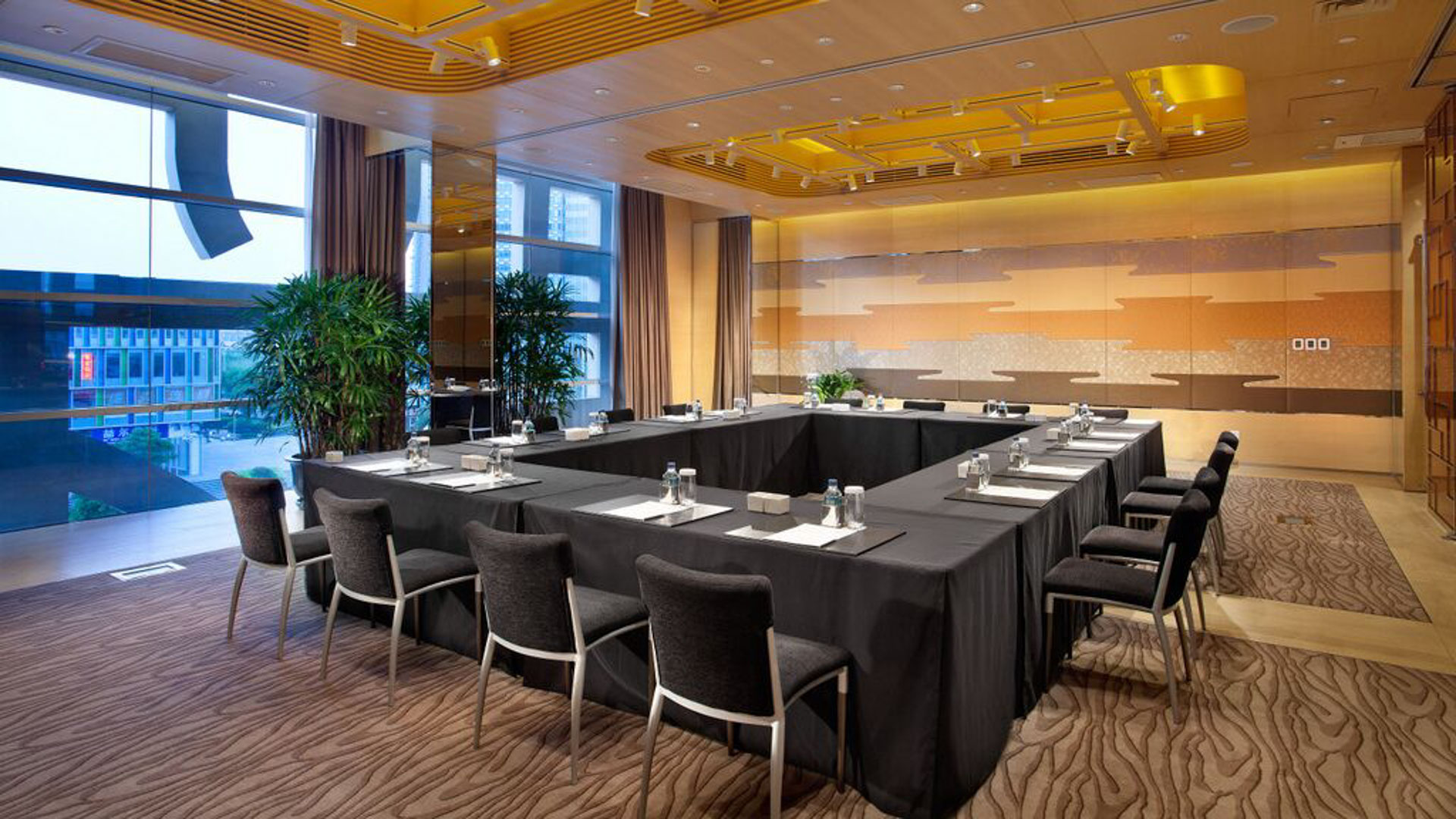 Function Room Event Space with Square-Shape Table Seating