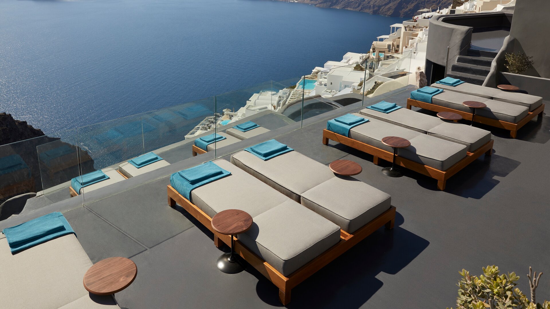 Sun Loungers on Terrace with Sea View