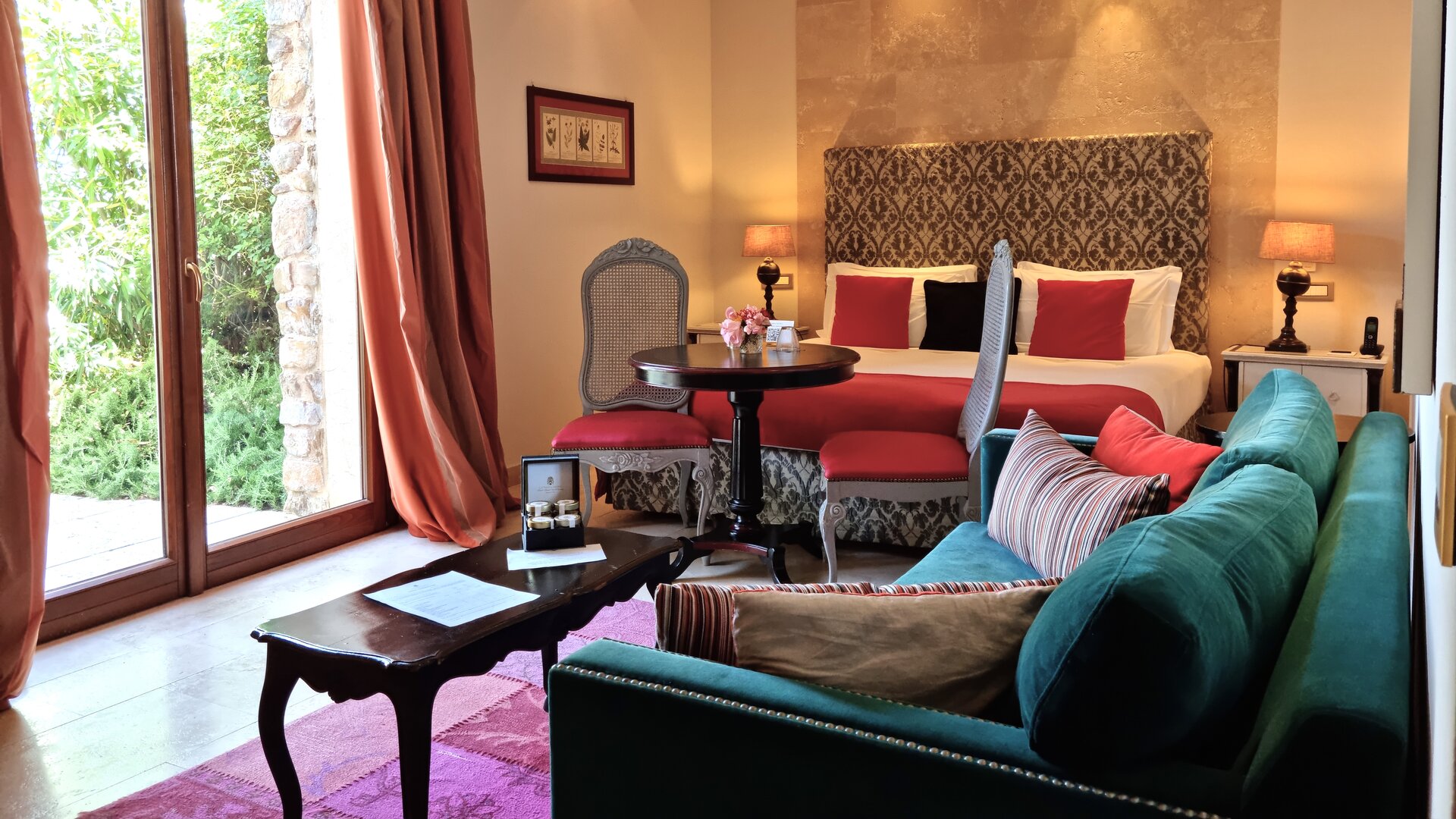 View terrace Junior Suite Bed and Seating Area