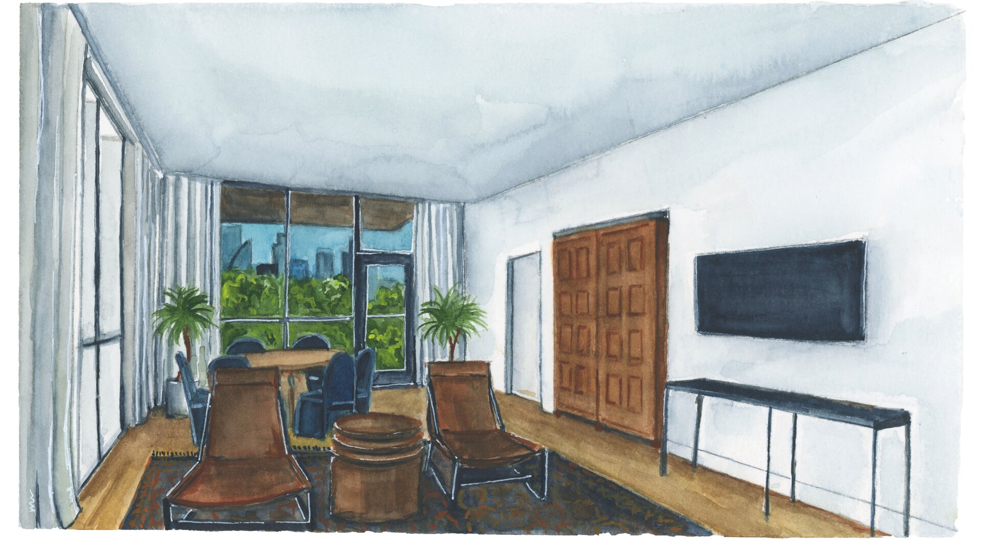 Sketch of Suite Living Area