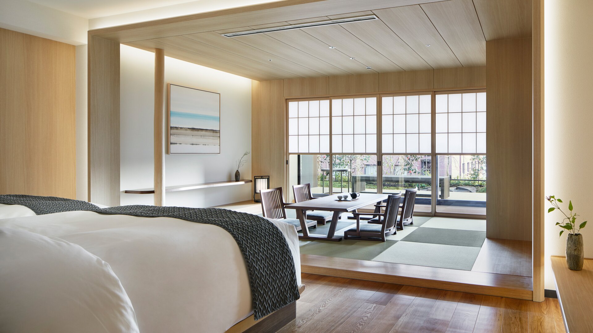 Japanese Suite View to Living & Dining Area from Bed