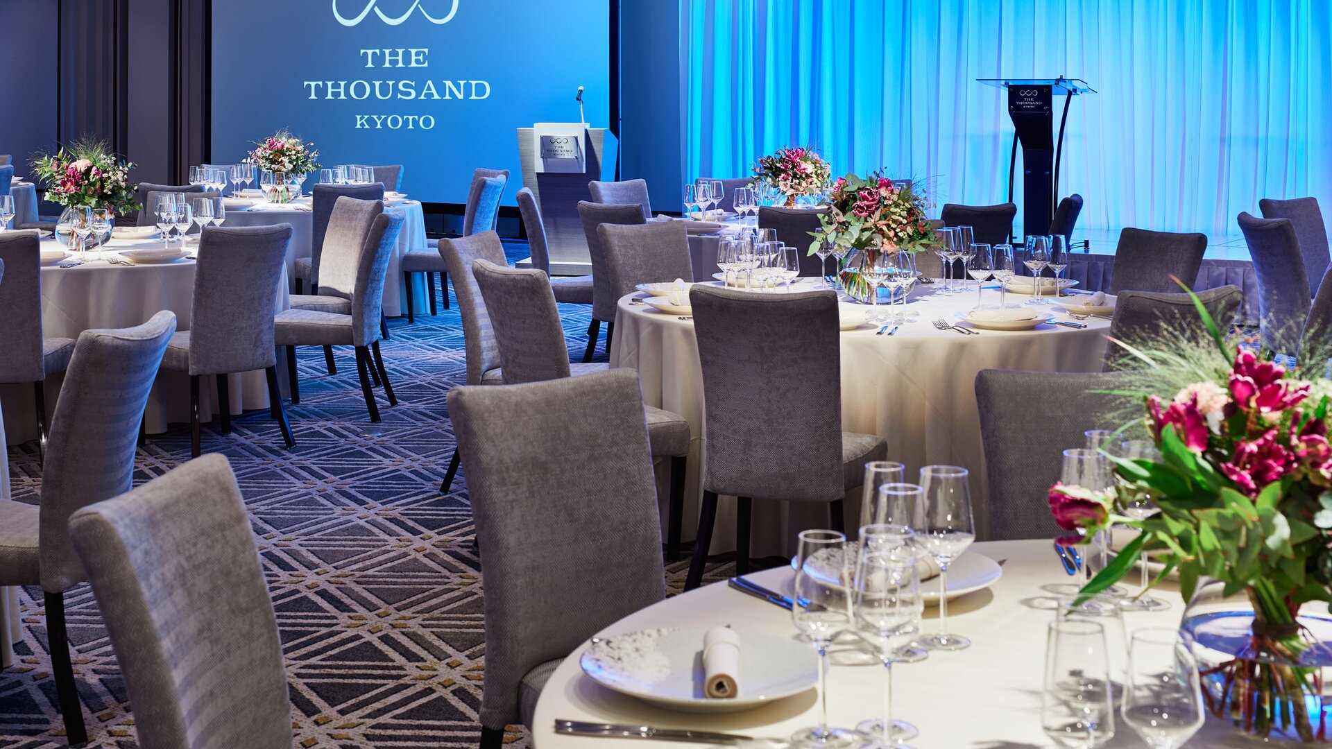 Main Banquet Kacho Event Space Round Table Setting Closeup