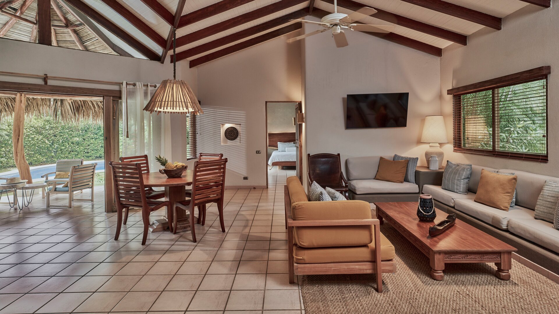 Villa 2 Bedrooms with Private Pool Living and Dining Area View to Bedroom