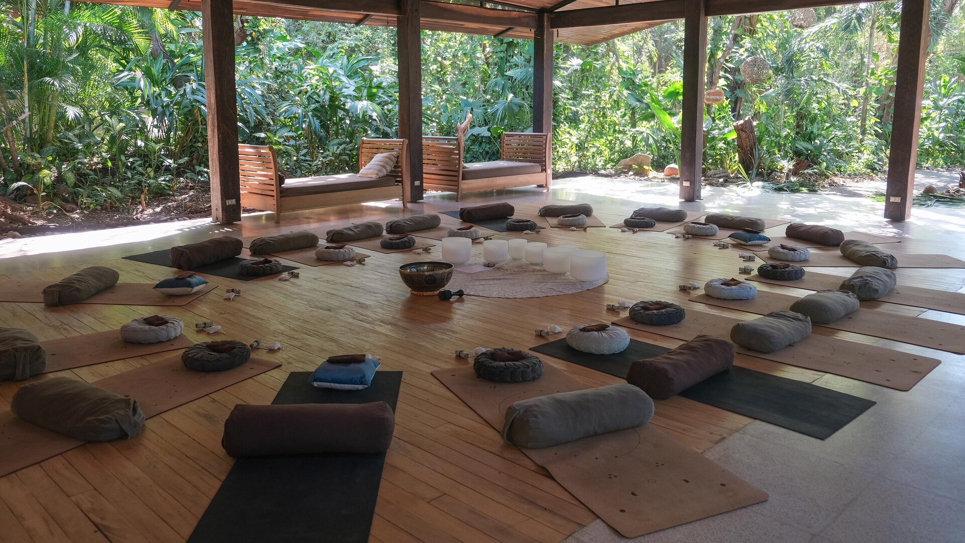 Roof-Covered Yoga and/or Meditation Class Setting in Forest