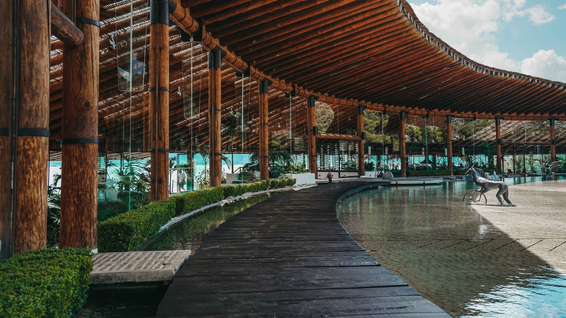 Water Mirrors Walkway Interior Space