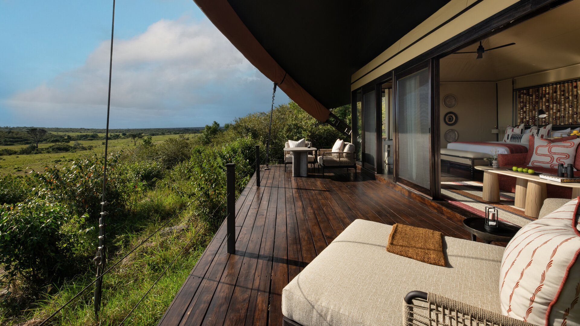 Luxury Tented Suite Deck with View of Grassland