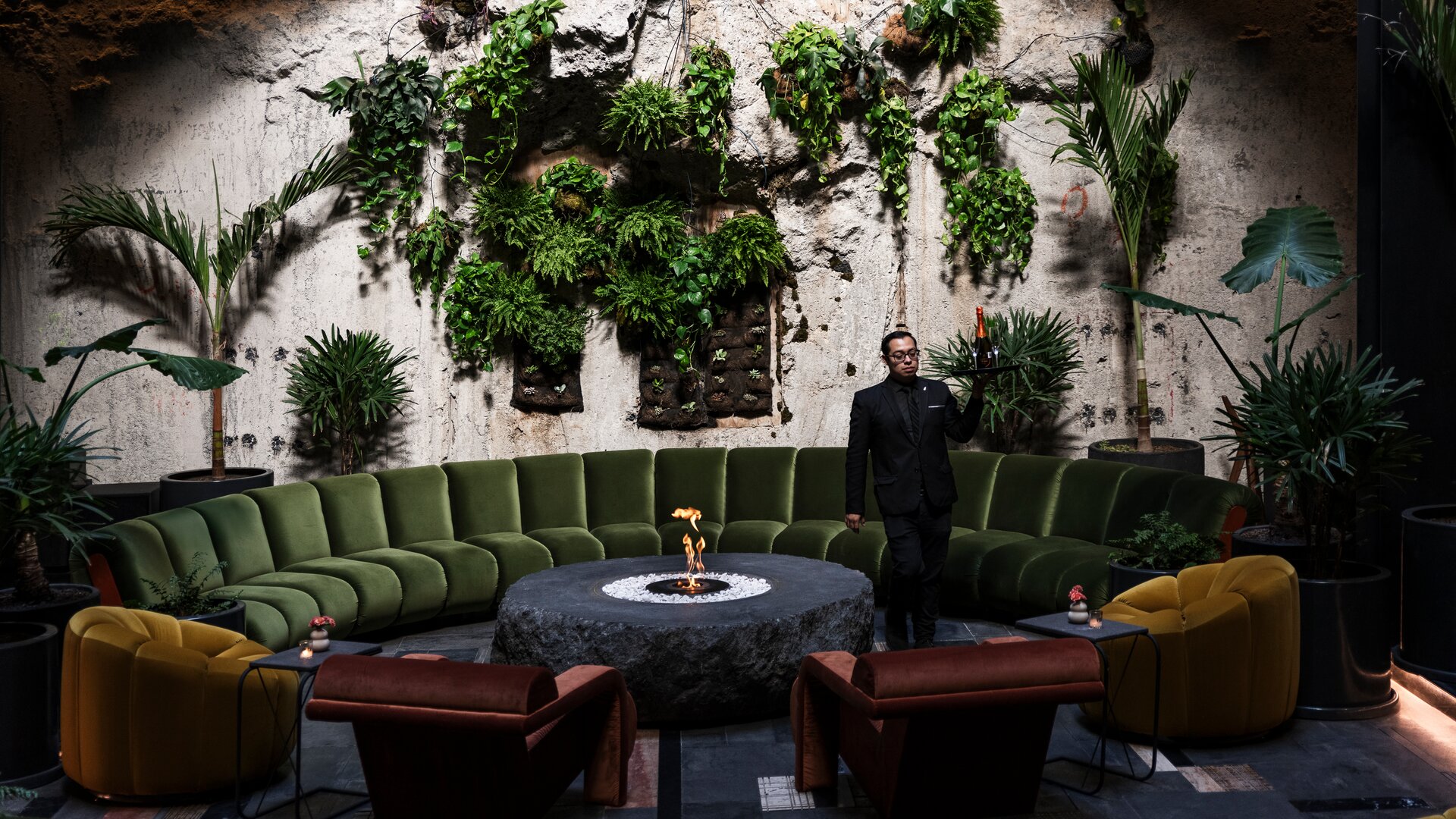 Elora Restaurant Lounge Area with Firepit