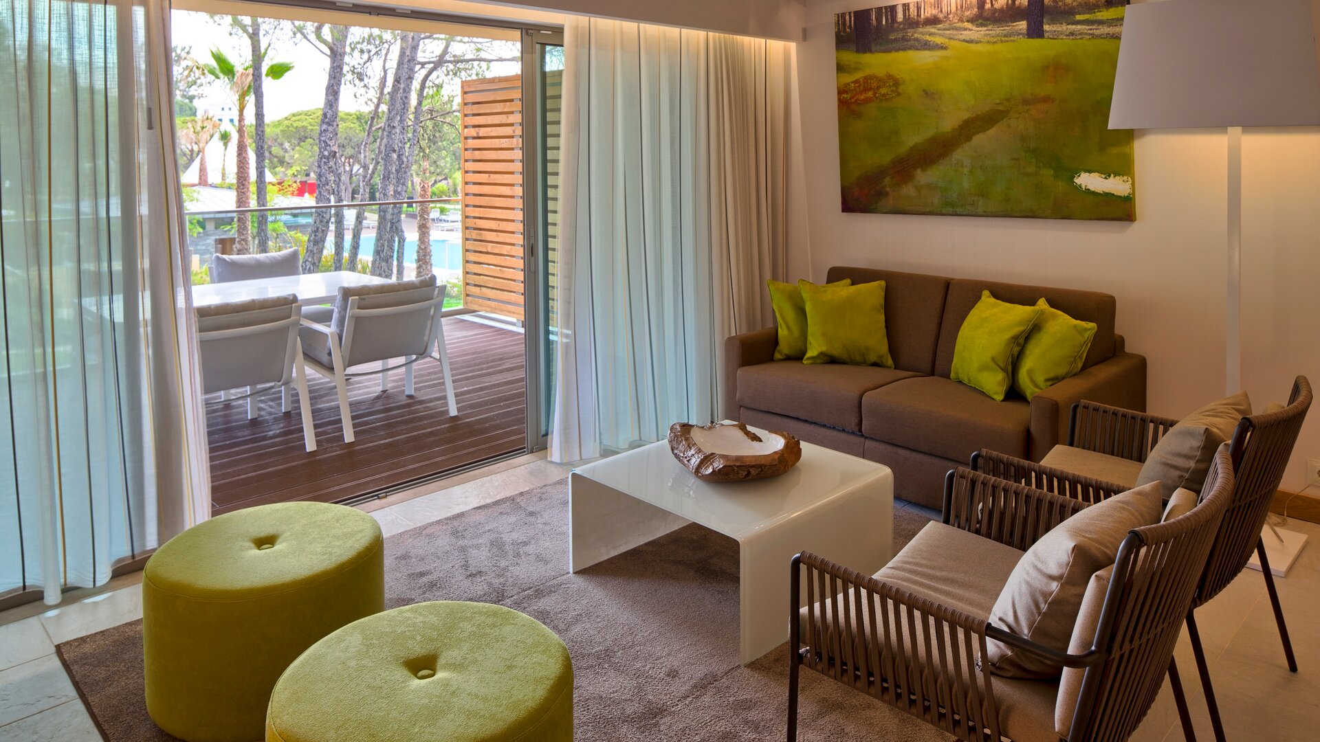 Home Suite with Pool View Living Room