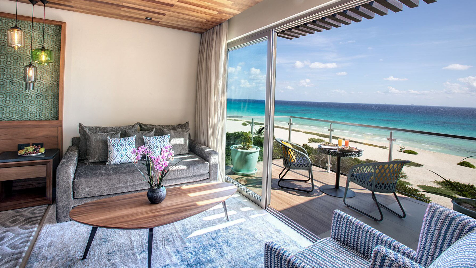 King Suite Ocean View Living Space and Balcony