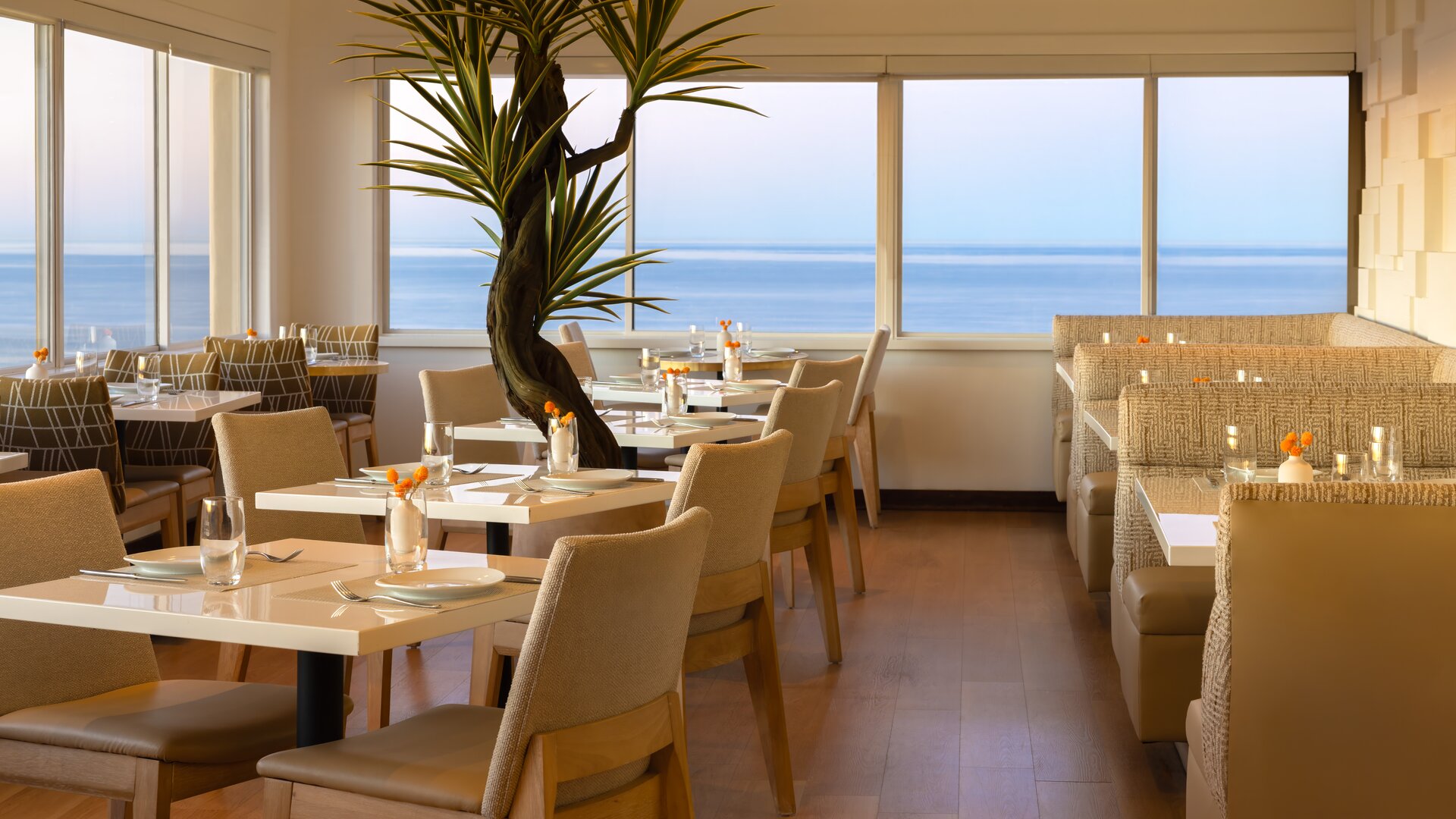 The Penthouse Restaurant Dining Tables with Ocean View
