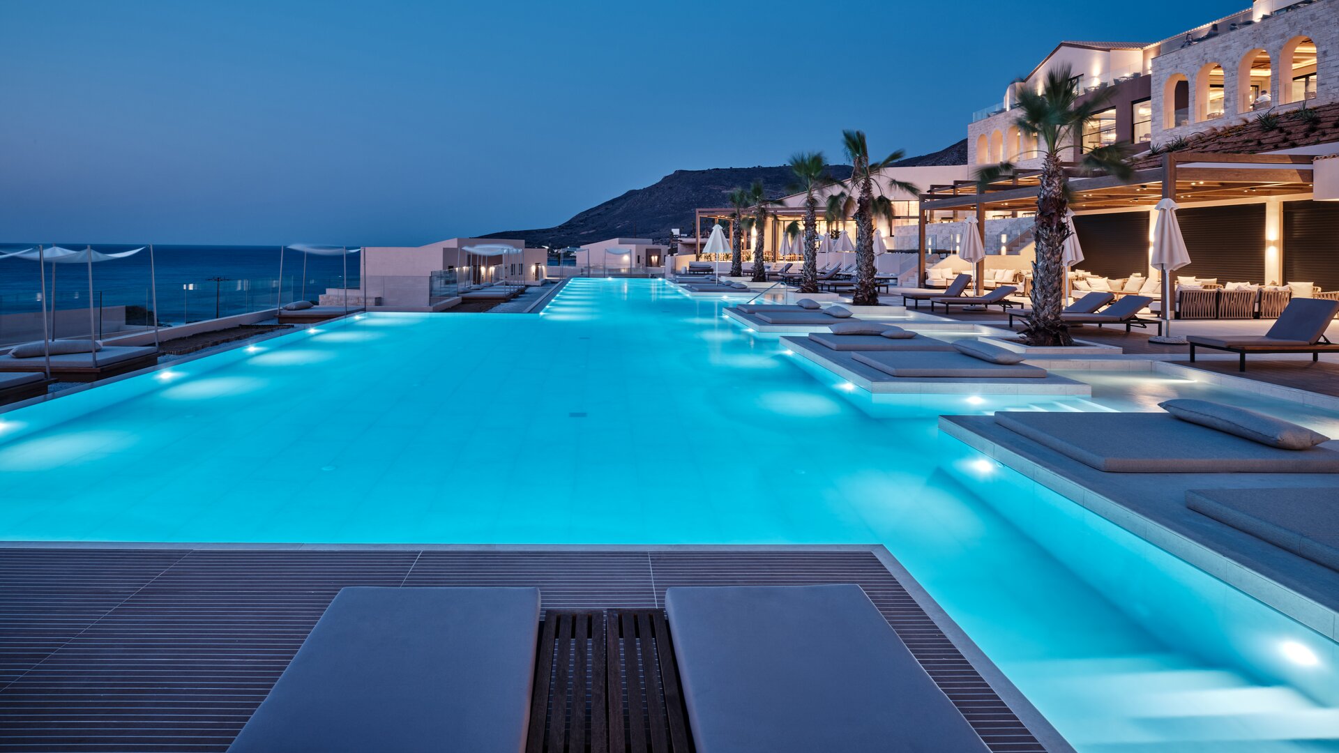 Outdoor Pool in the Evening