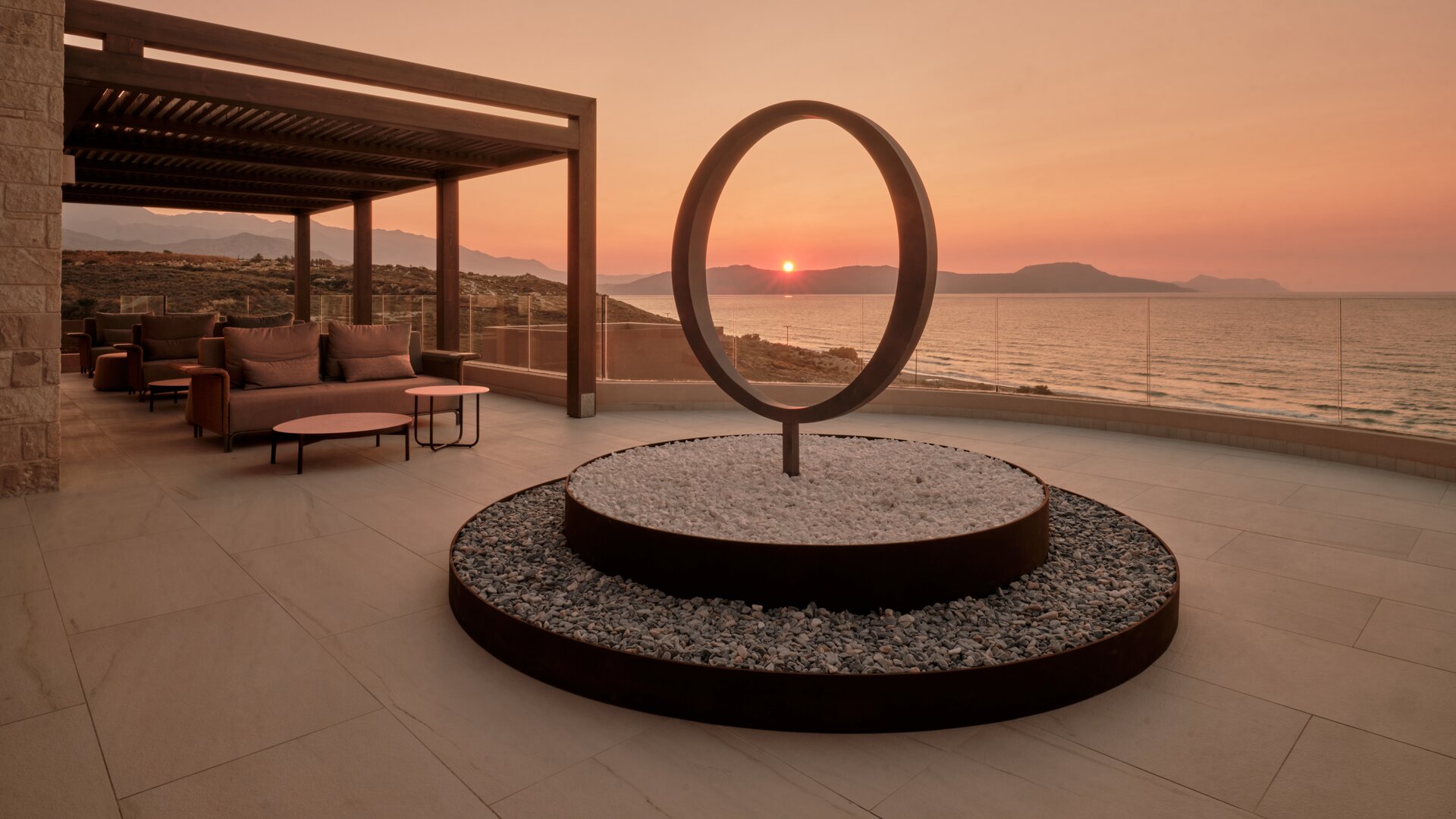 Lobby Terrace with Art Sculpture