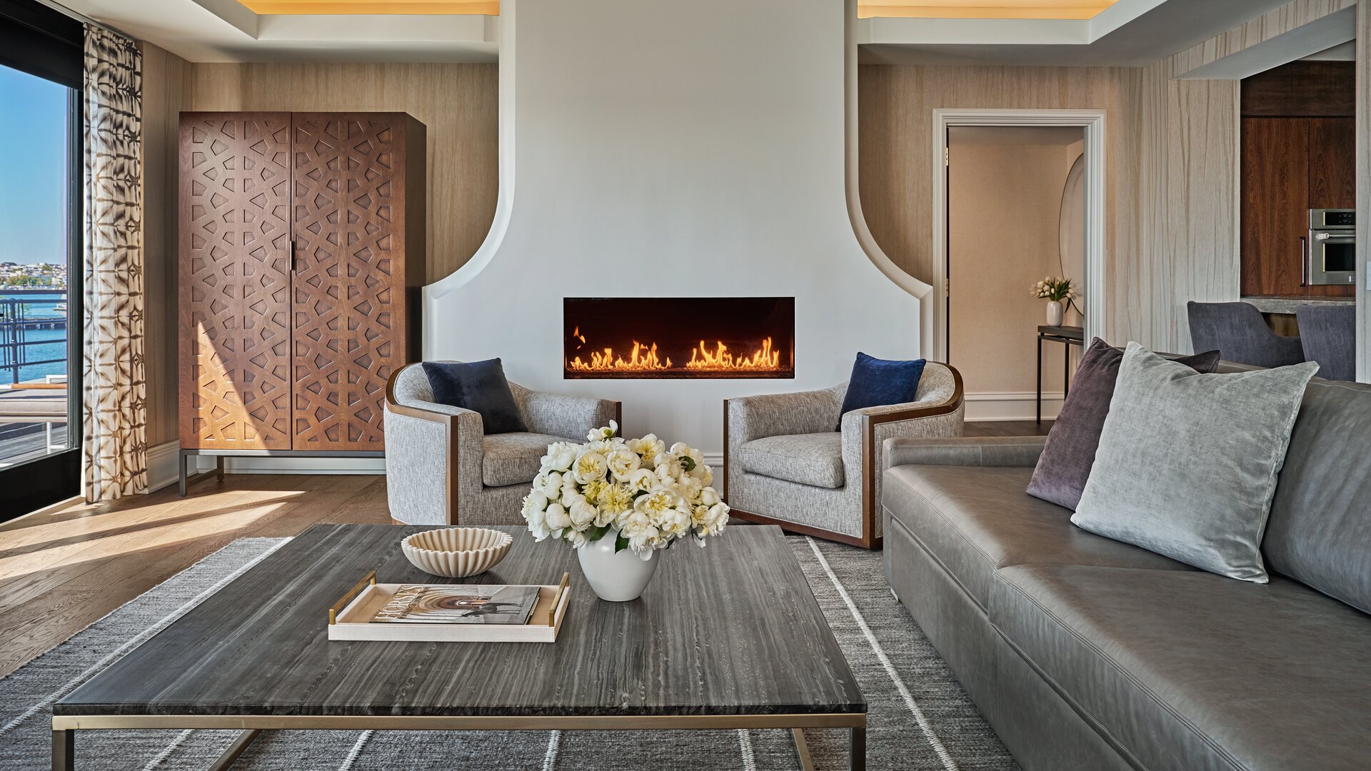 Pendry Suite Living Space with Fireplace