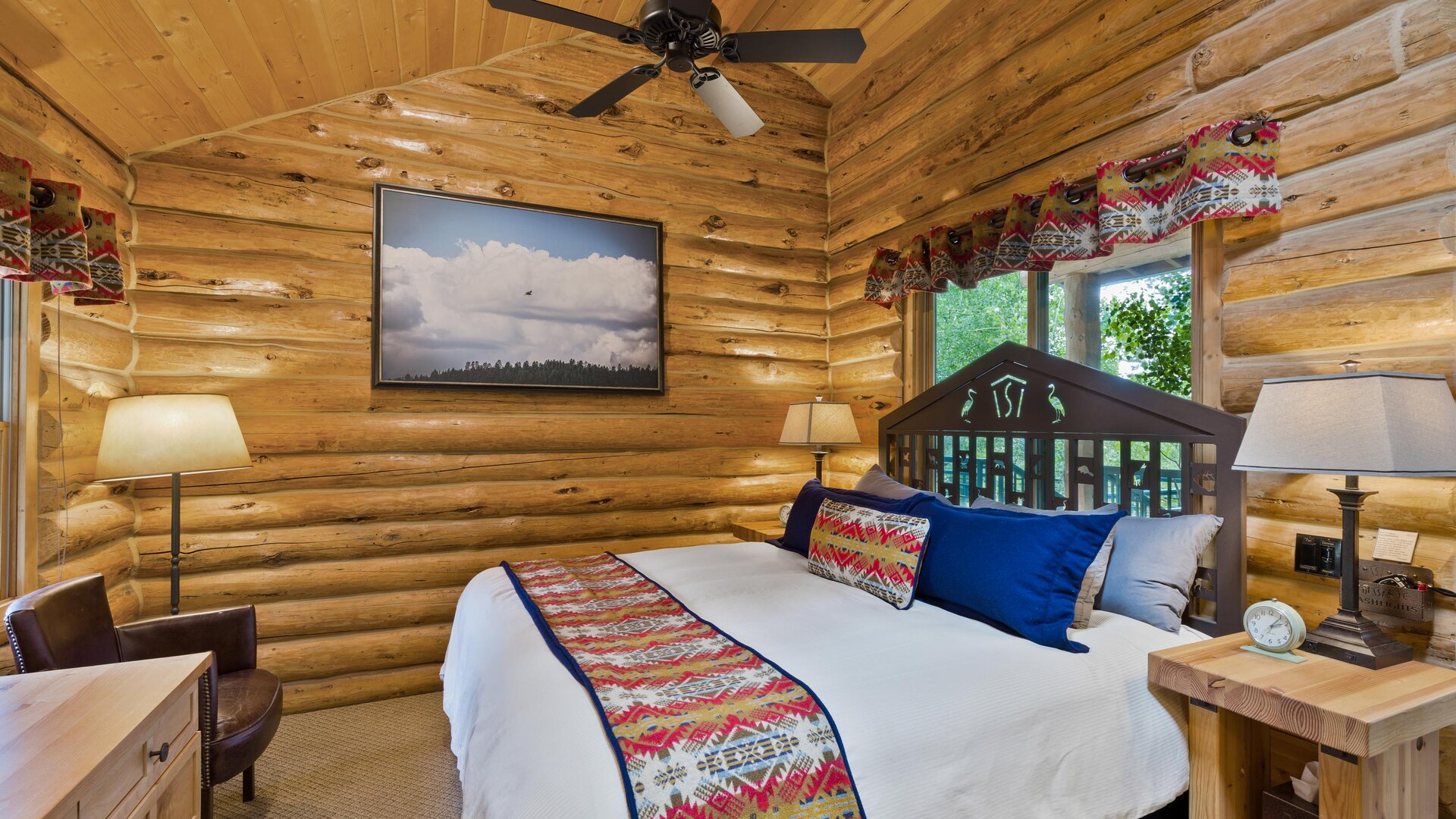 Lakeside Log Cabin Bedroom