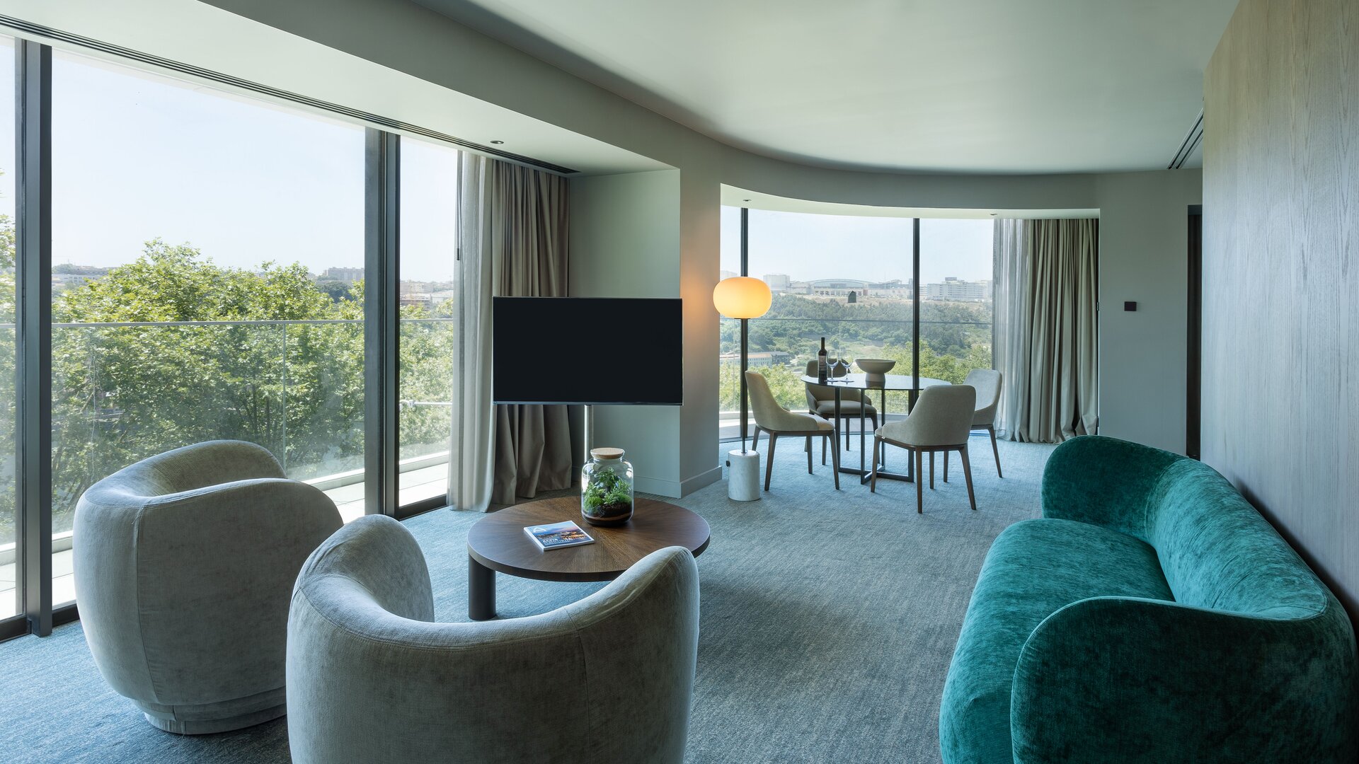 Rooftop Suite Living and Dining Spaces