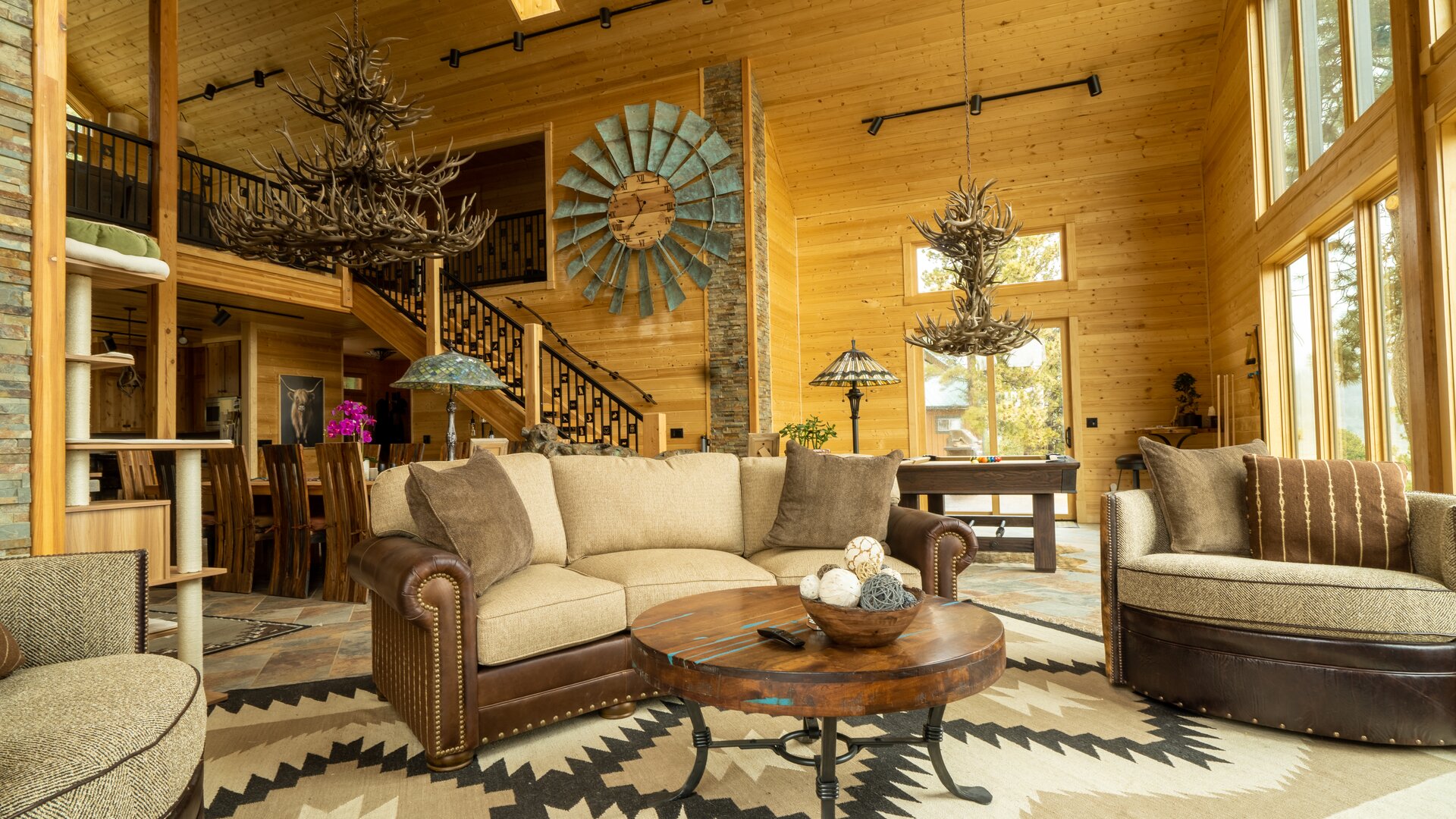 Lakeside Log Cabin Living Space