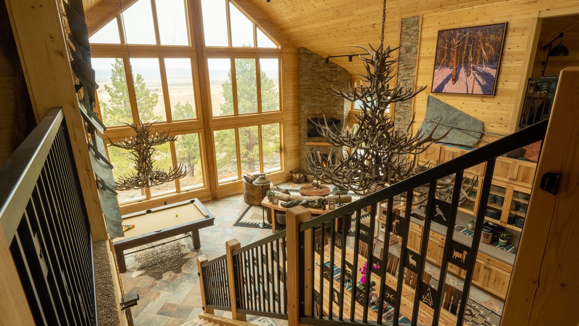 Lakeside Log Cabin Overview from Loft or Second Floor
