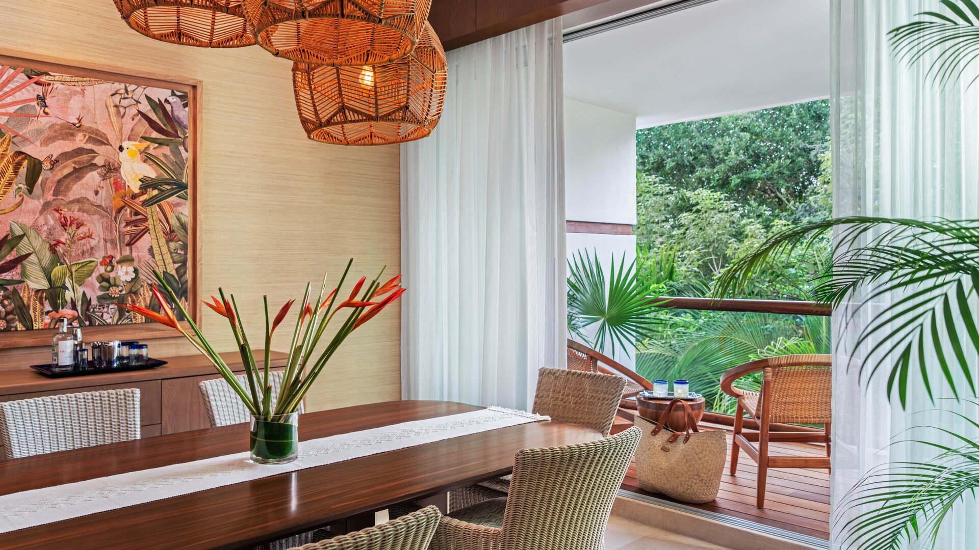 One-Bedroom Suite Dining Room View to Balcony or Terrace