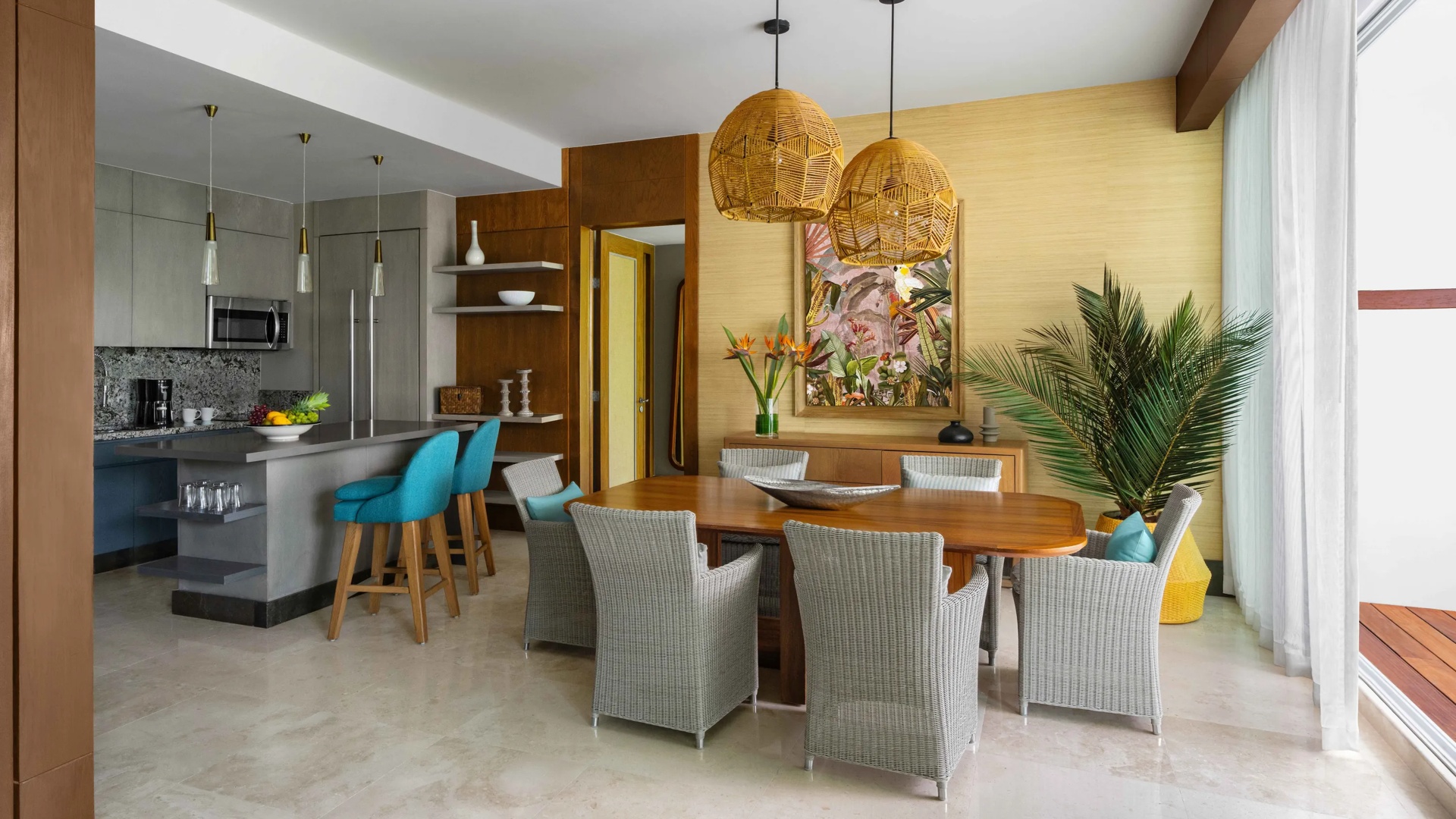 One-Bedroom Suite Kitchen and Dining Room Spaces