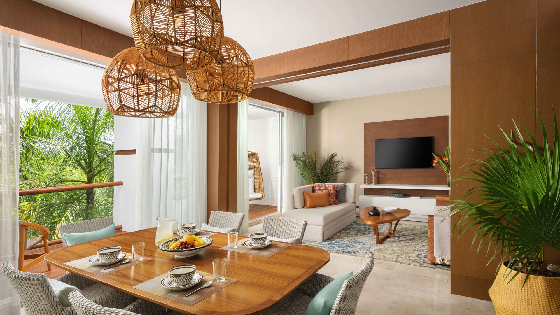 One-Bedroom Suite Dining Room View to Livingroom Space