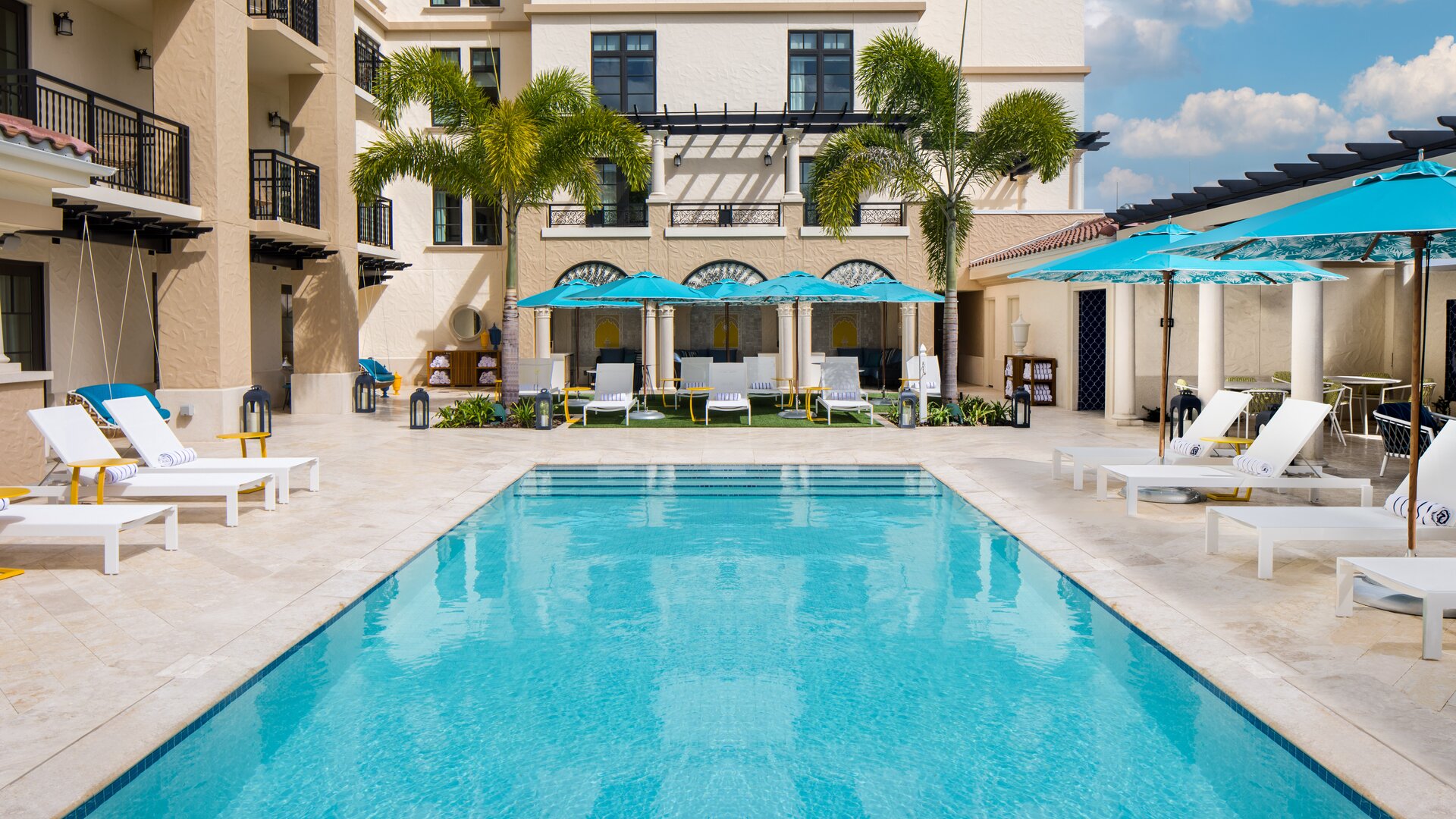 Long View of Outdoor Rooftop Pool