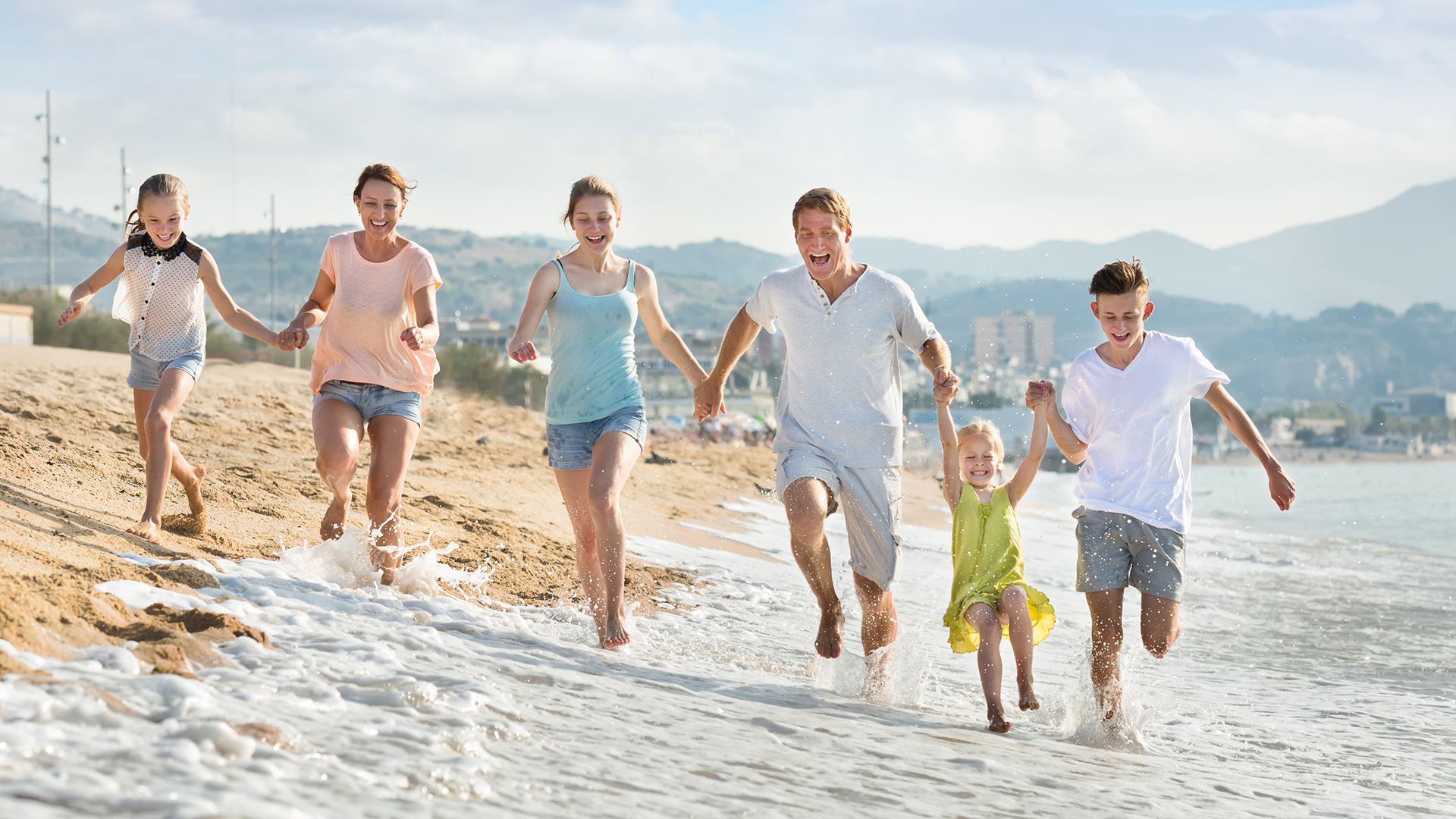 family on beach