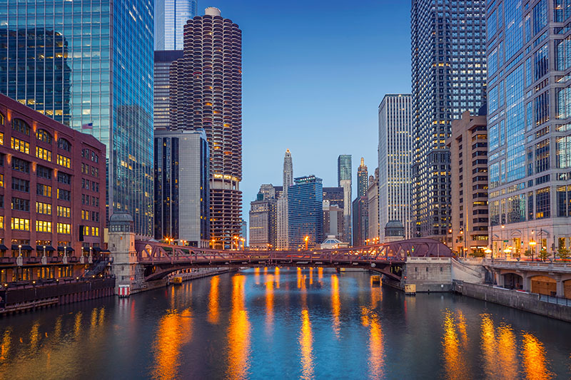 Chicago river view, image sourced from Shutterstock
