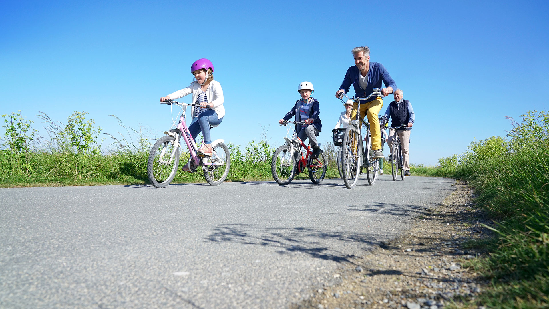 family travel bike riding