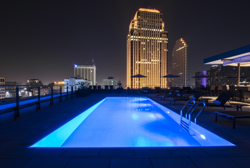 Rooftop Pool at Night