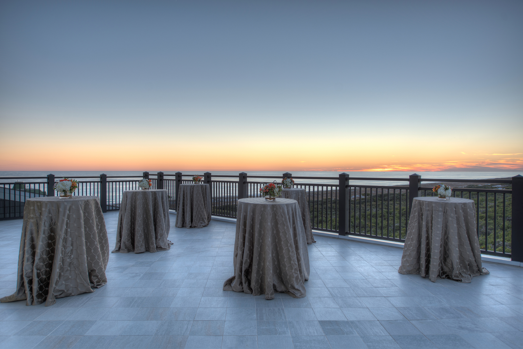 Vista Tables on Terrace at Sunset