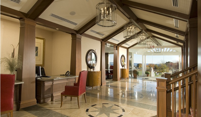 Lobby with open views of the Atlantic Ocean
