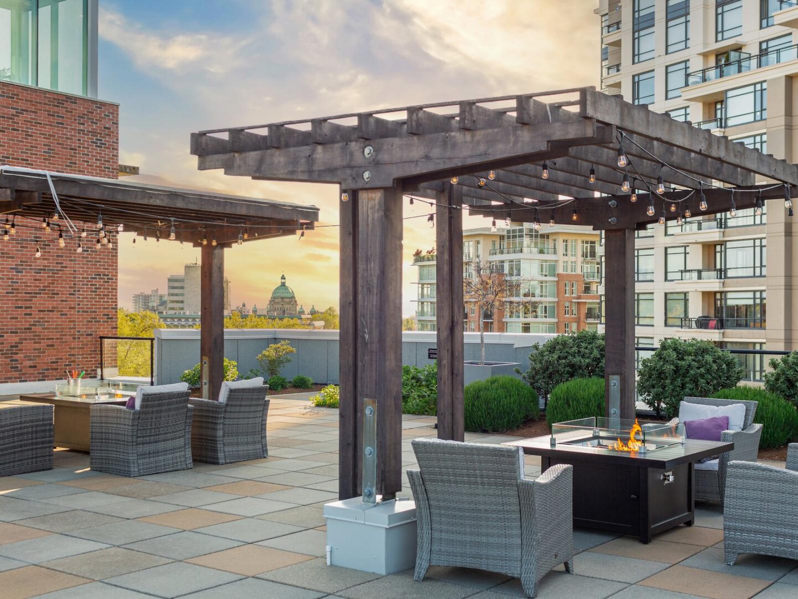 A closer look at City View Balcony With Pergola