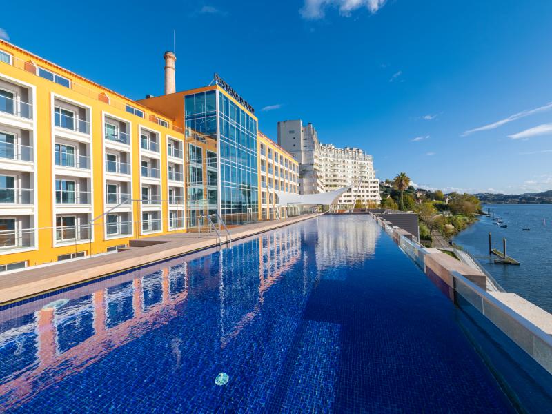 outdoor river view pool
