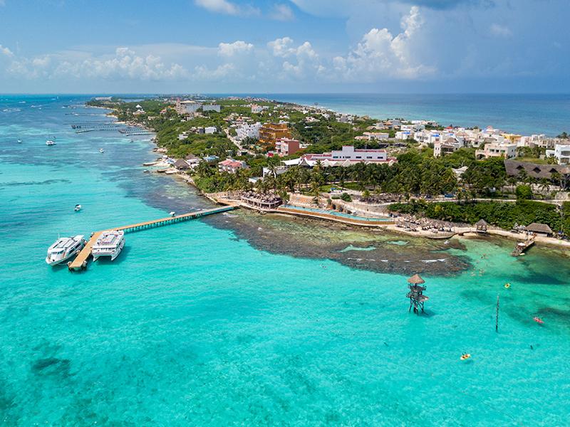 Crystal clear waters in the Cancun area.