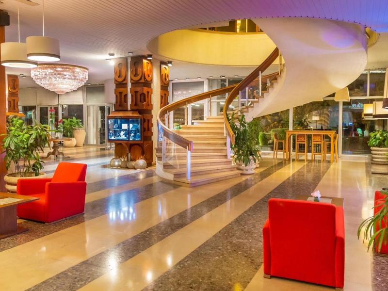 Lobby with spiral staircase